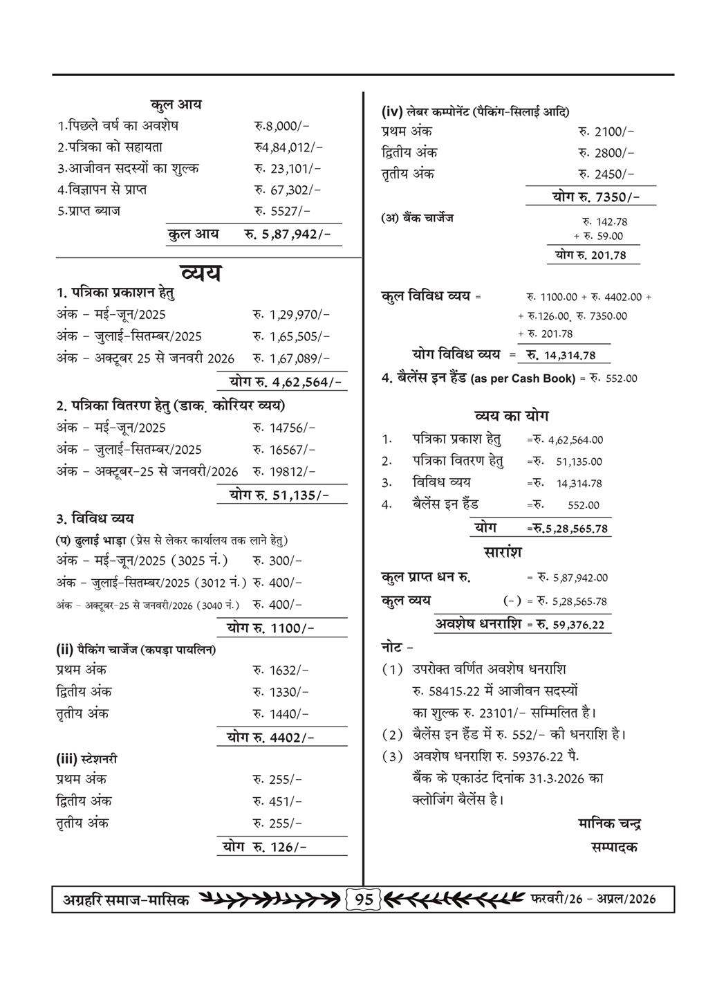अग्रहरि समाज - फ़रवरी  2026 से अप्रैल 20256